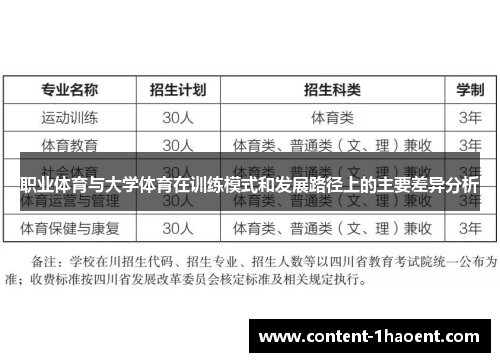 职业体育与大学体育在训练模式和发展路径上的主要差异分析